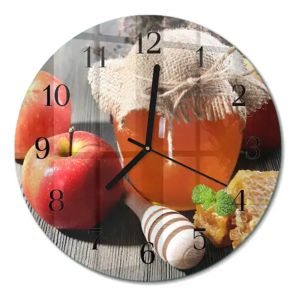Runde wanduhr aus glas Honigapfel