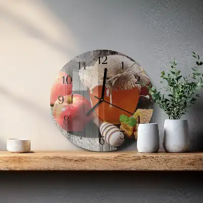 Runde wanduhr aus glas Honigapfel