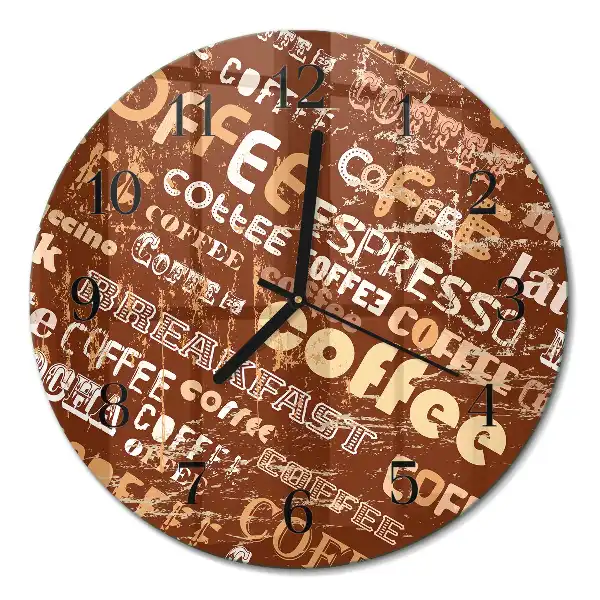 Glas wanduhr mit motiv rund Kaffee