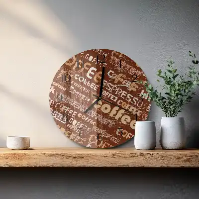 Glas wanduhr mit motiv rund Kaffee