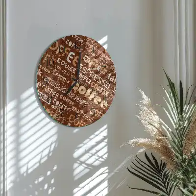 Glas wanduhr mit motiv rund Kaffee