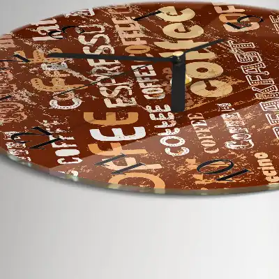 Glas wanduhr mit motiv rund Kaffee