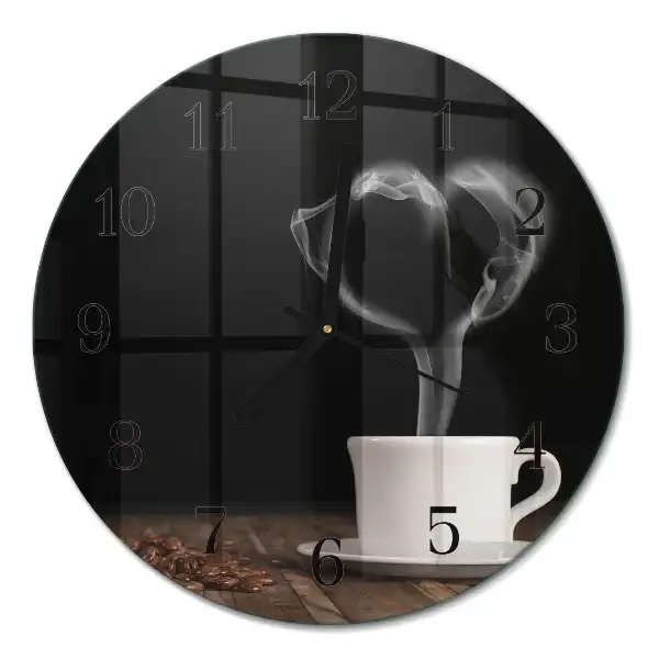 Runde wanduhr aus glas Kaffee