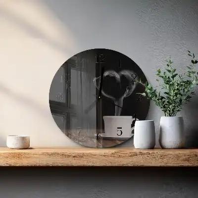 Runde wanduhr aus glas Kaffee