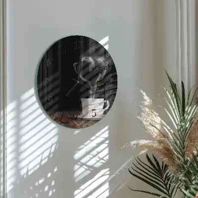 Runde wanduhr aus glas Kaffee