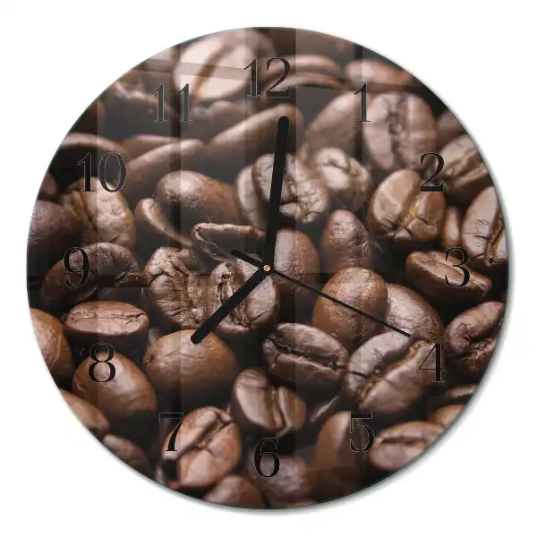 Runde wanduhr aus glas Kaffeebohnen