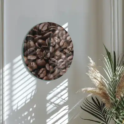 Runde wanduhr aus glas Kaffeebohnen