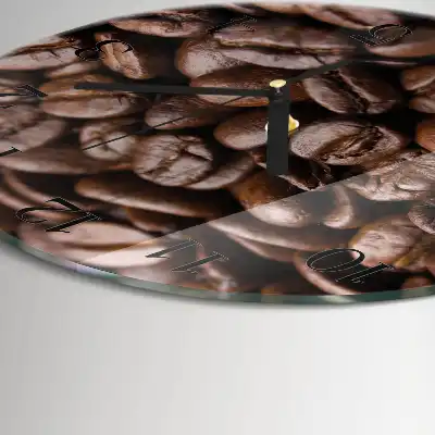 Runde wanduhr aus glas Kaffeebohnen