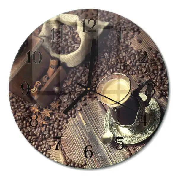 Runde wanduhr aus glas Kaffee