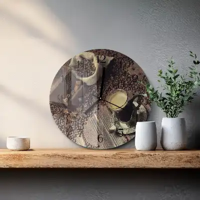 Runde wanduhr aus glas Kaffee
