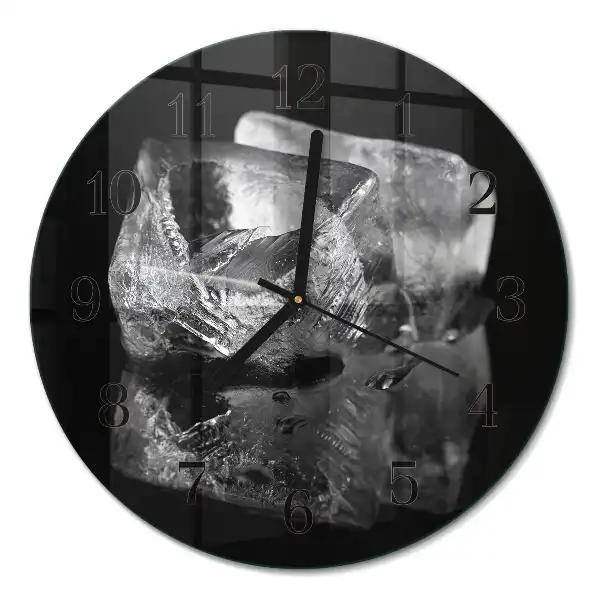 Runde wanduhr aus glas Eiswürfel