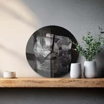 Runde wanduhr aus glas Eiswürfel