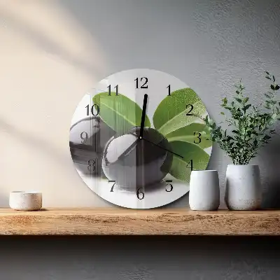 Runde wanduhr aus glas Oliven
