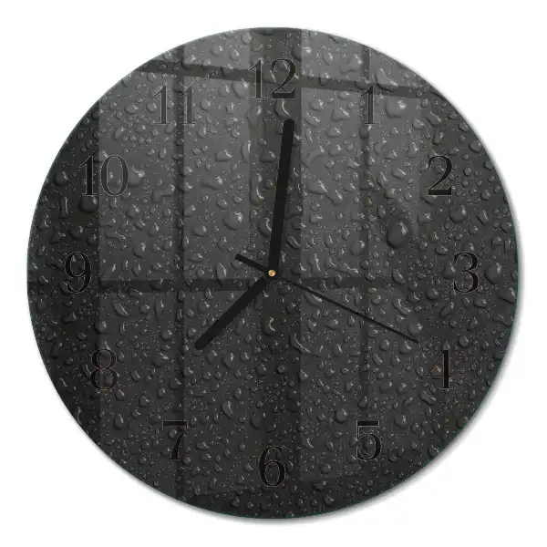 Glas wanduhr mit motiv rund Wassertropfen