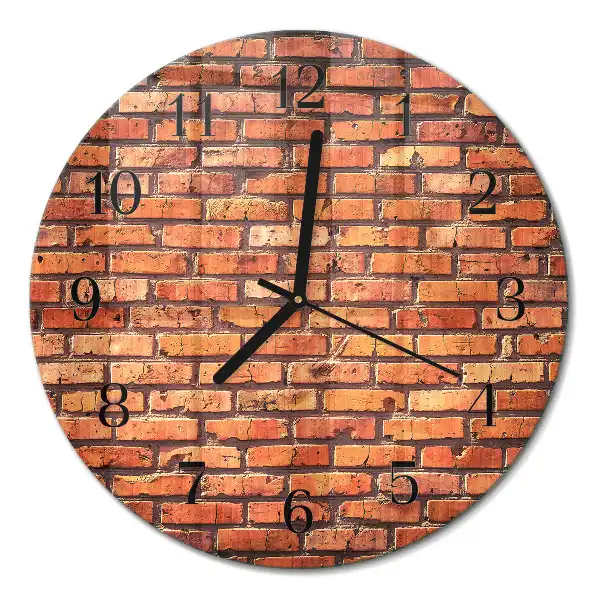 Wanduhr glas rund Ziegelmauer