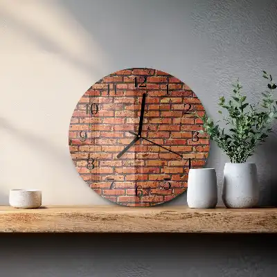 Wanduhr glas rund Ziegelmauer