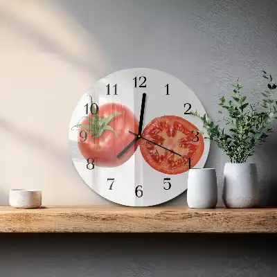 Glas wanduhr mit motiv rund Tomaten