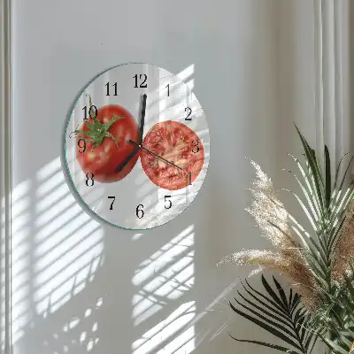 Glas wanduhr mit motiv rund Tomaten