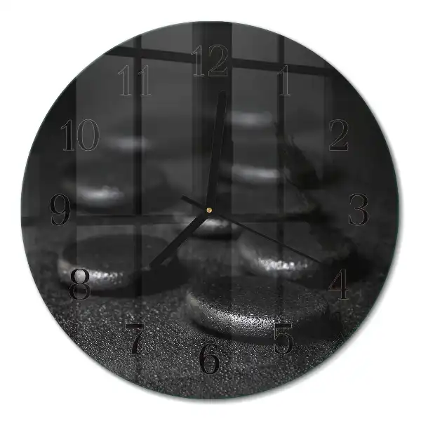 Wanduhr glas rund Zen-Steine