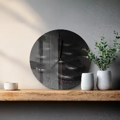 Wanduhr glas rund Zen-Steine