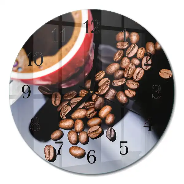 Runde wanduhr aus glas Eine Tasse Kaffee