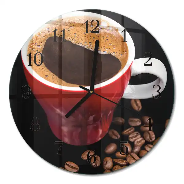 Glas wanduhr mit motiv rund Eine Tasse Kaffee