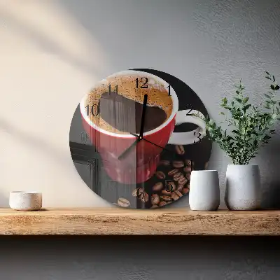 Glas wanduhr mit motiv rund Eine Tasse Kaffee