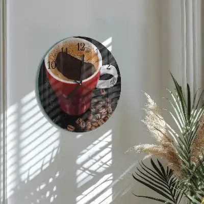Glas wanduhr mit motiv rund Eine Tasse Kaffee