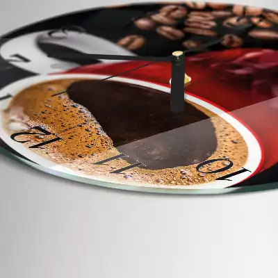 Glas wanduhr mit motiv rund Eine Tasse Kaffee