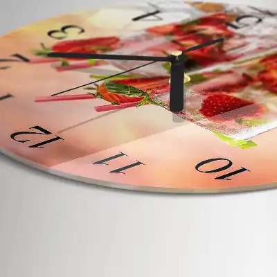 Wanduhr glas rund Erdbeeren