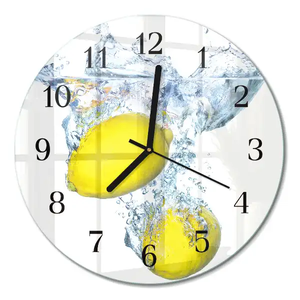 Wanduhr glas rund Zitronen in Wasser