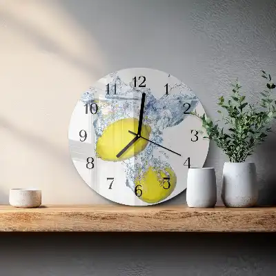 Wanduhr glas rund Zitronen in Wasser