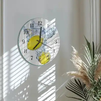 Wanduhr glas rund Zitronen in Wasser