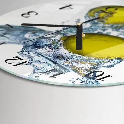 Wanduhr glas rund Zitronen in Wasser