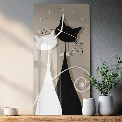 Moderne wanduhr vertikal Katzen