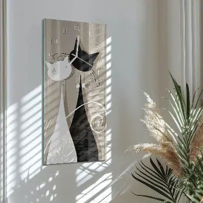 Moderne wanduhr vertikal Katzen