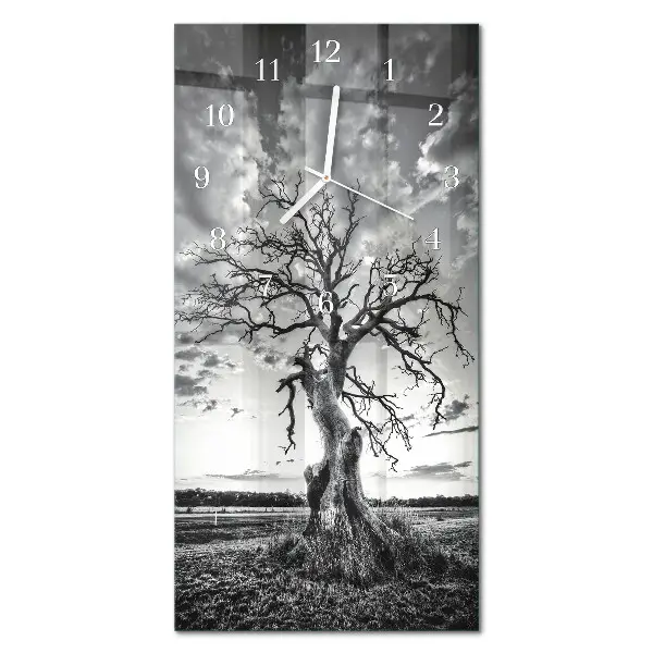 Vertikale glas wanduhr Baum