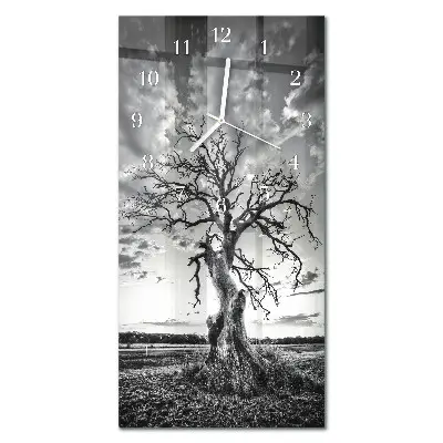 Vertikale glas wanduhr Baum