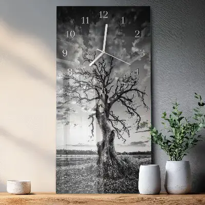Vertikale glas wanduhr Baum