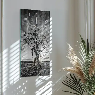 Vertikale glas wanduhr Baum