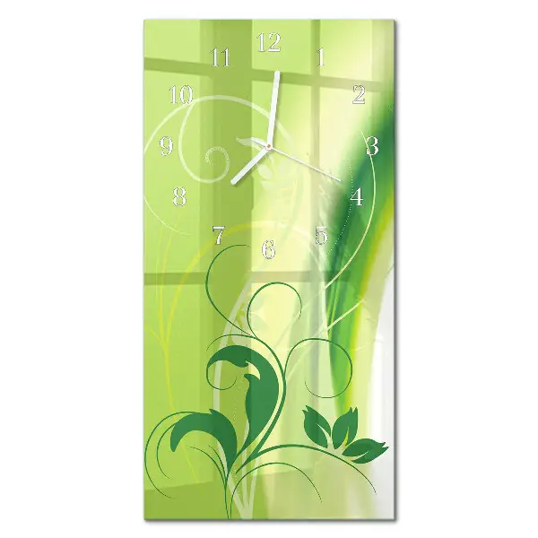 Vertikale glas wanduhr Blumenmuster