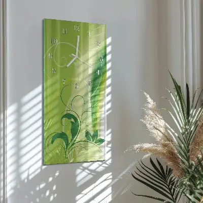 Vertikale glas wanduhr Blumenmuster