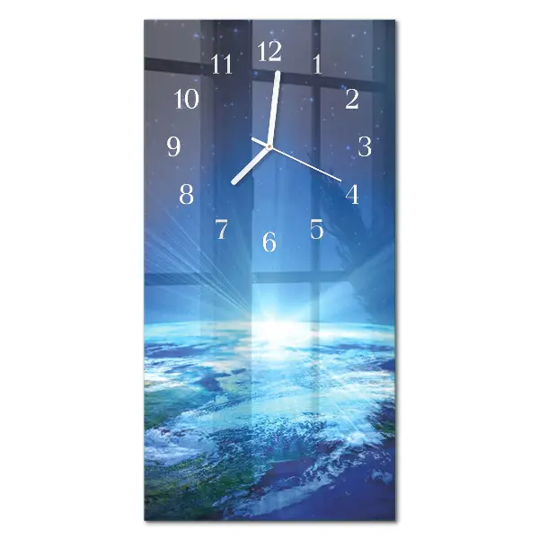 Vertikale glas wanduhr Das Universum der Erde
