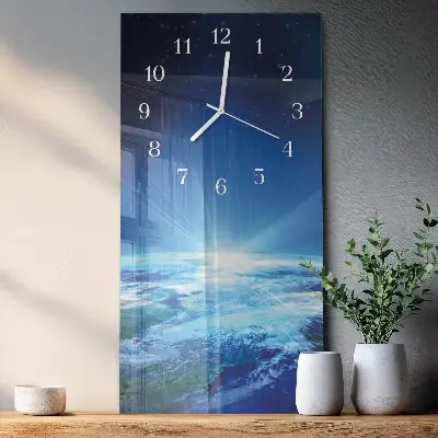 Vertikale glas wanduhr Das Universum der Erde