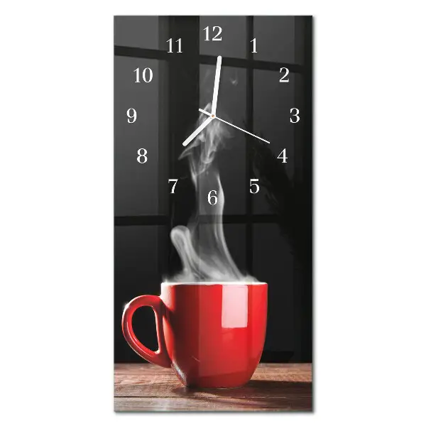 Vertikale glas wanduhr Eine Tasse Kaffee