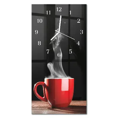 Vertikale glas wanduhr Eine Tasse Kaffee