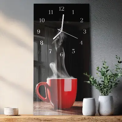 Vertikale glas wanduhr Eine Tasse Kaffee