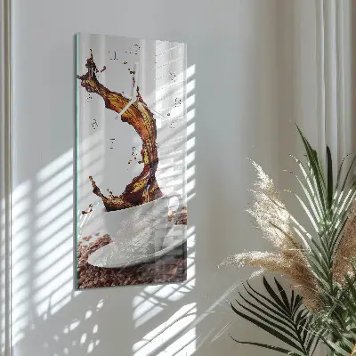 Vertikale glas wanduhr Eine Tasse Kaffee