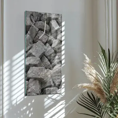 Vertikale glas wanduhr Steine