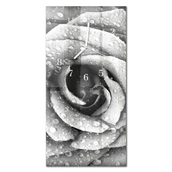 Vertikale glas wanduhr Rose